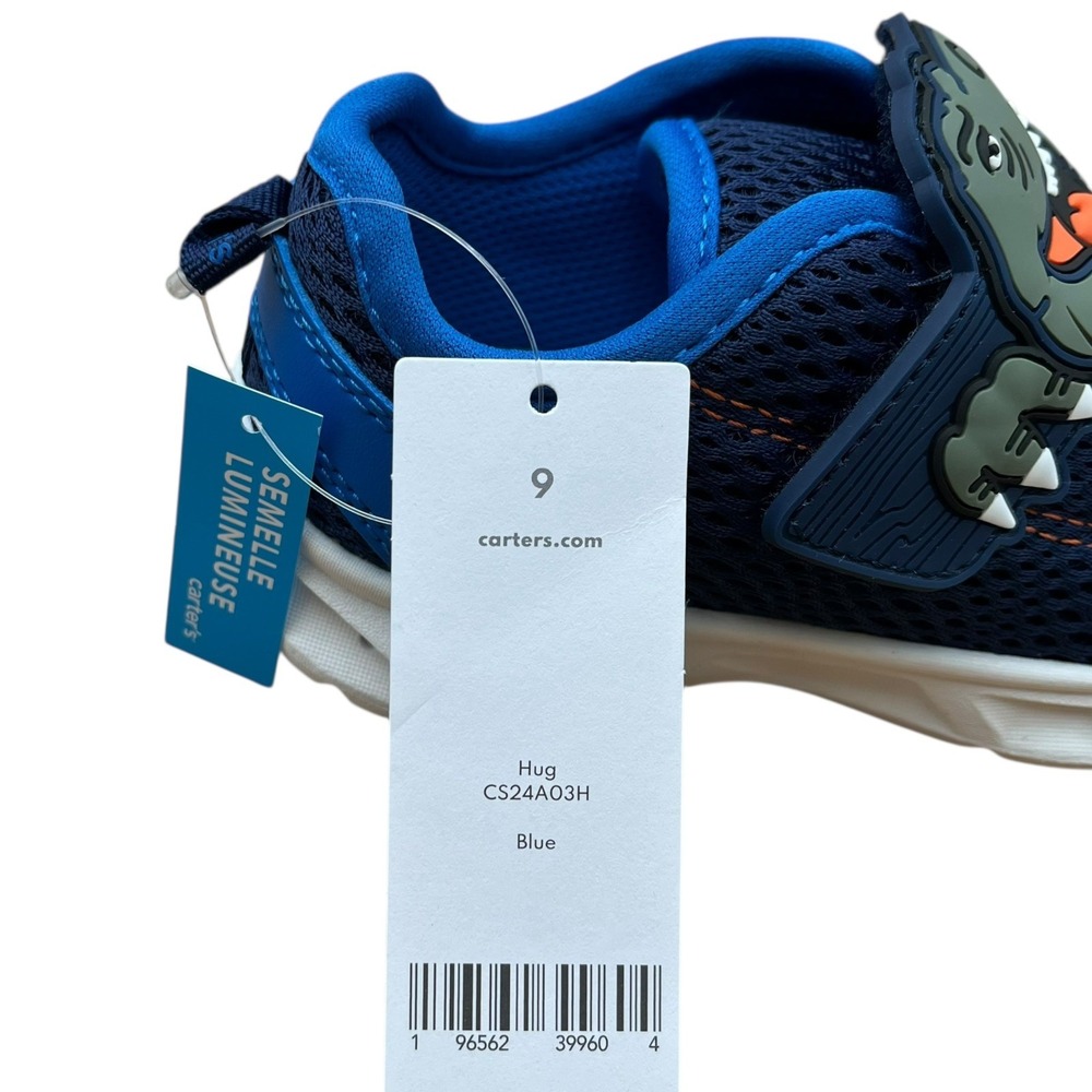 Carter's‎ Toddler Boys T-Rex Slip-On Sneakers Size 9 Navy Blue Light-Up Shoes - Picture 12 of 16